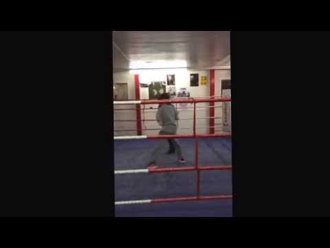 Kerem Sertten sparring an opponent at Islington from harringey boxing club (Kerem Sertten in grey)