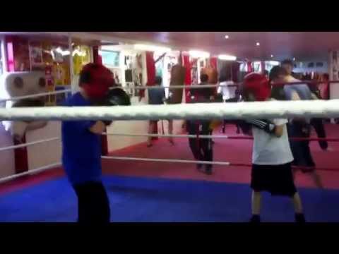 Kerem sertten (white t-shirt) sparring at islington boxing club